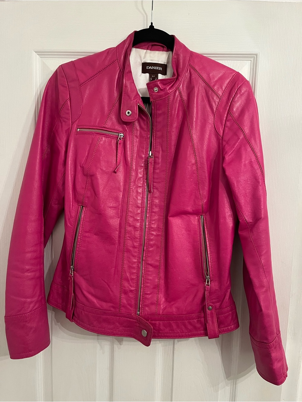 Vintage Danier Fuchsia Leather Moto Jacket